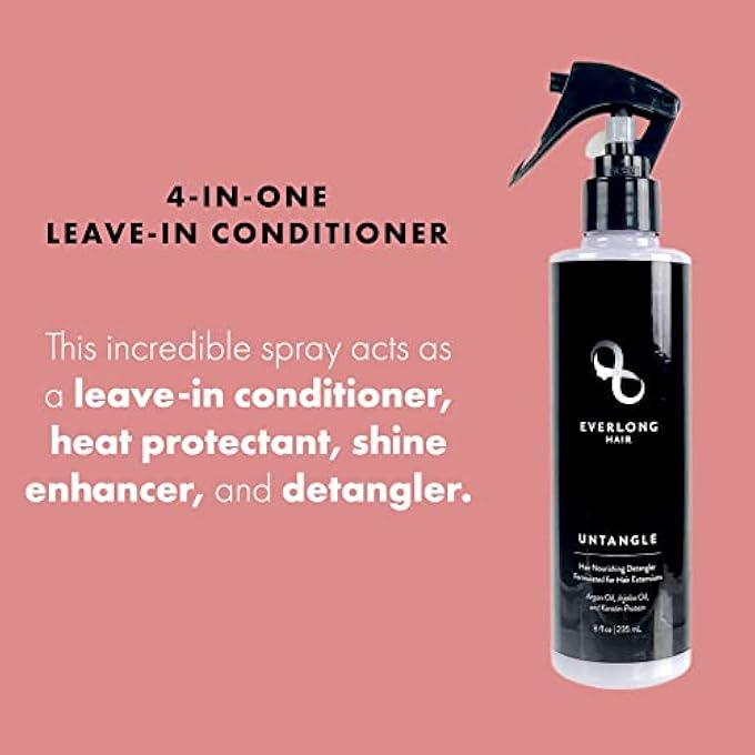 EVERLONG UNTANGLE LEAVE-IN CONDITIONER DETANGLING SPRAY, INFUSED WITH KERATIN PROTEIN, ARGAN AND JOJOBA OIL, SAFE FOR ALL HAIR TYPES & HUMAN AND SYNTHETIC WIGS AND HAIR EXTENSIONS - Image 3